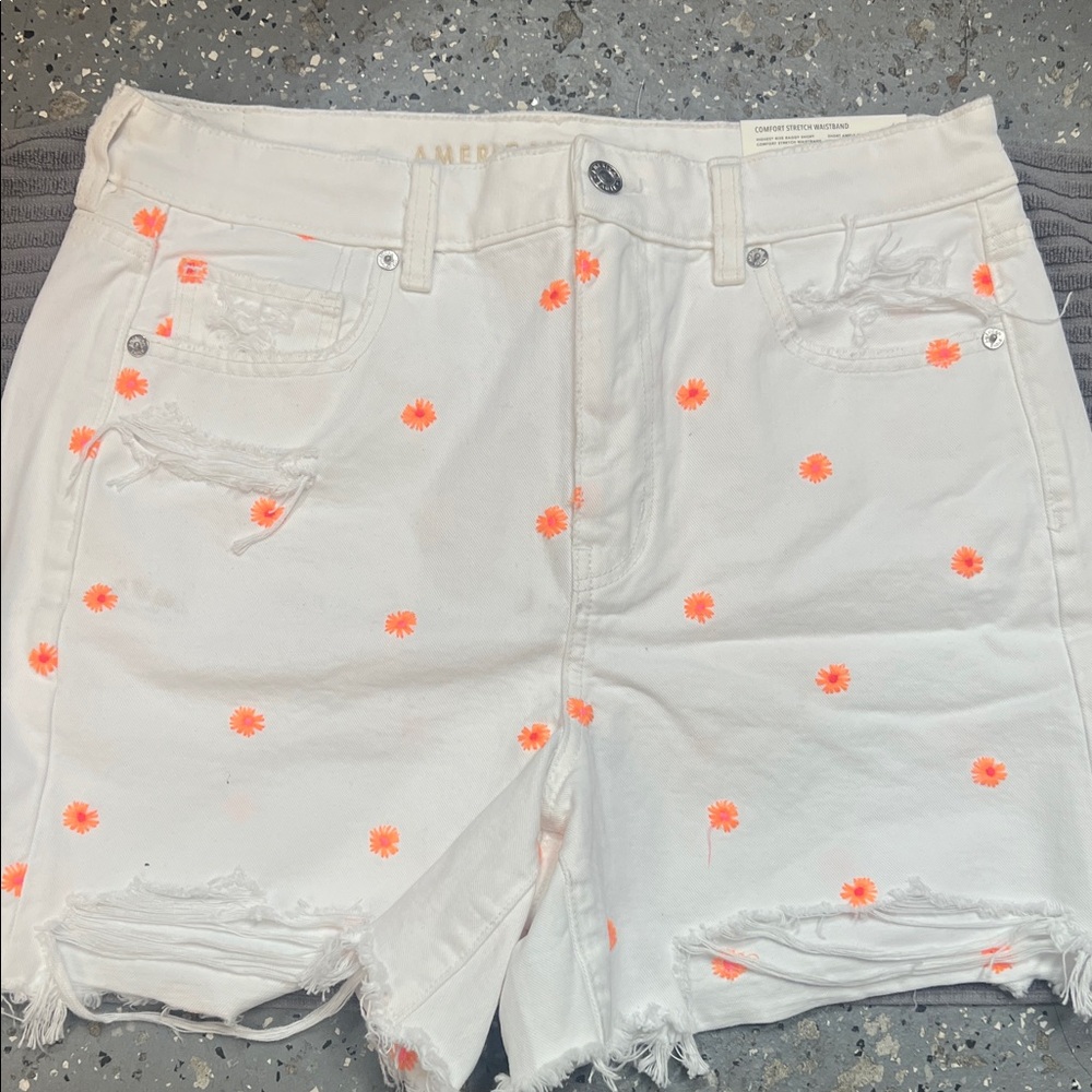 American Eagle Outfitters White Shorts with Neon Orange Accents